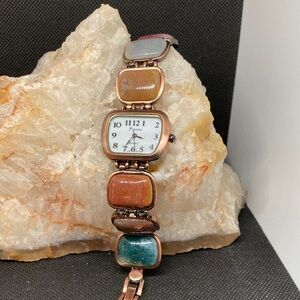 Persona Quartz Watch/Copper and Stone Accent Watch with extender link.